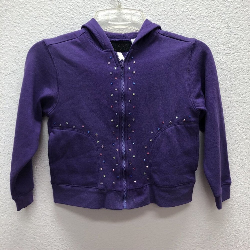 Girls LA Fleece Full Zip Hoodie Jacket Purple Medium 7/8 Embellished Boutique
